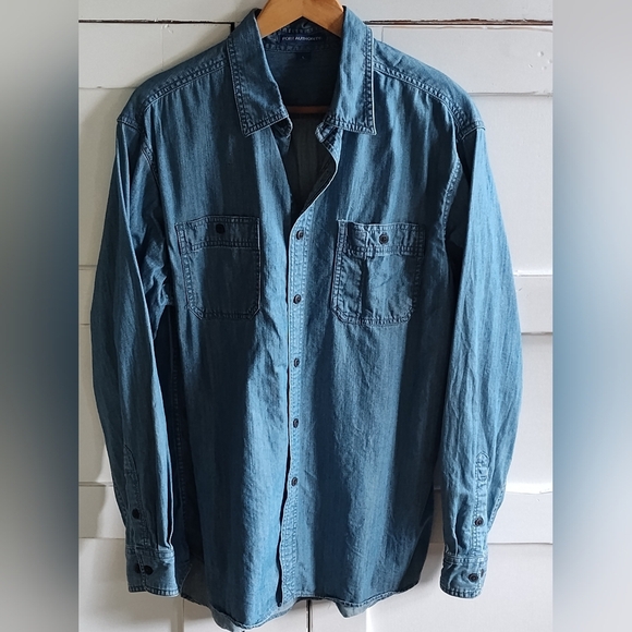Port Authority Men's Blue Denim Button-Up Shirt | Long Sleeve| Large - Picture 1 of 7